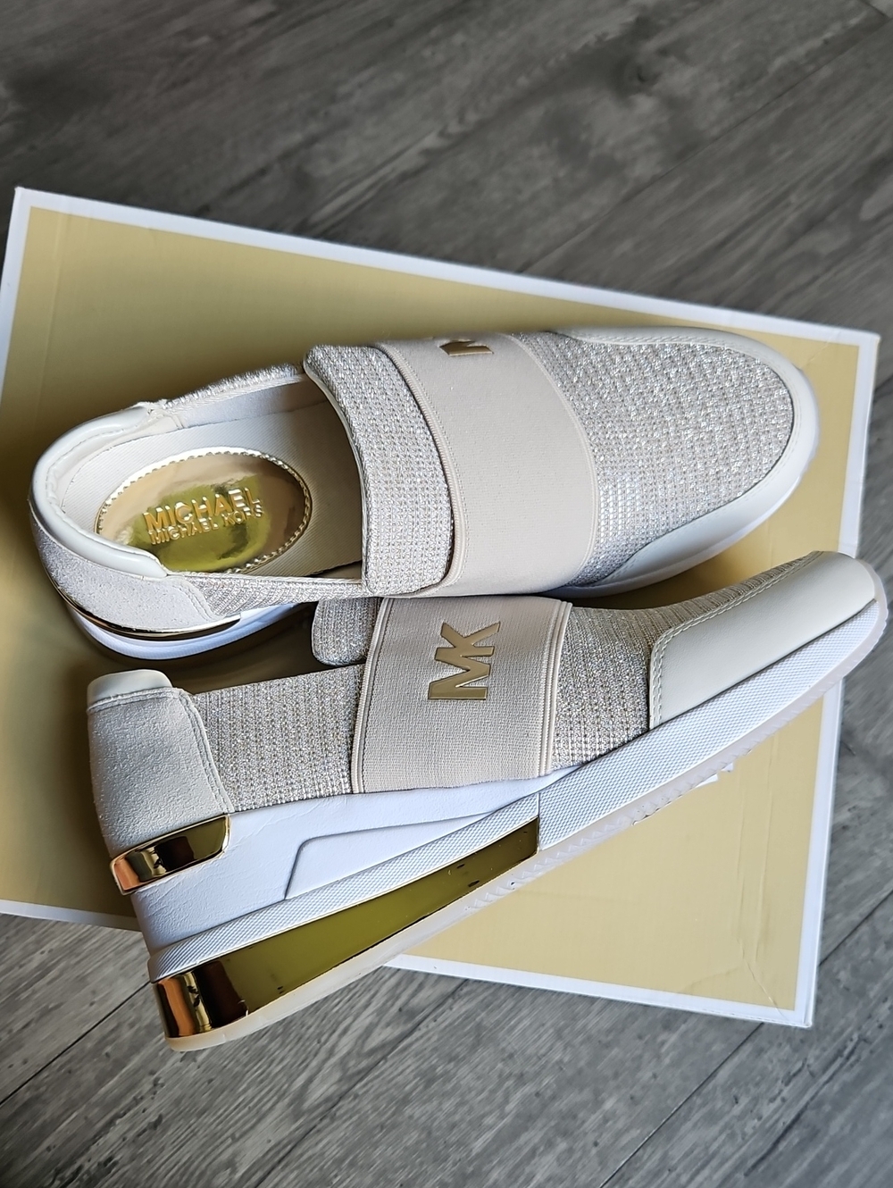 |$35| Michael Kors Felix Trainer Extreme Glitter Mesh Slip-On Sneakers Size 8 - Picture 5 of 11